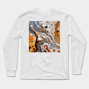 Monochrome with Autumn Hues Abstract Long Sleeve T-Shirt